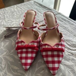Wild Fable Red and White Checkered Mules